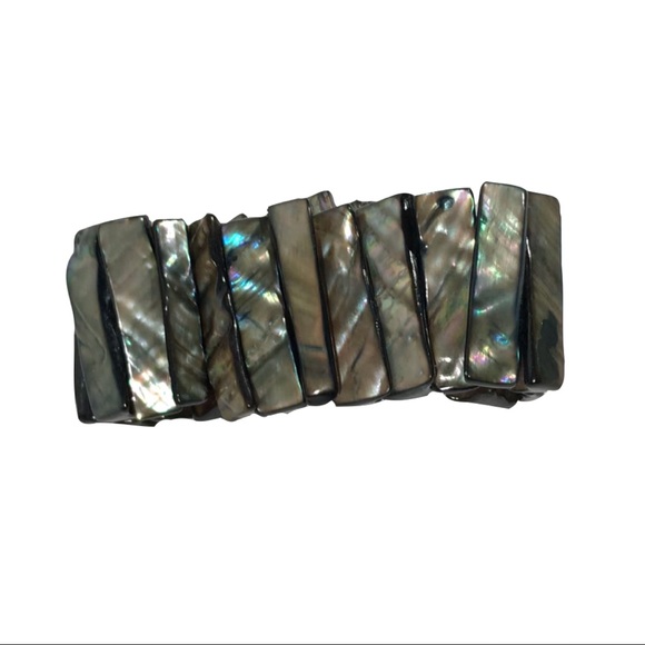 Iridescent Abalone Shell Stretch Bracelet - Picture 1 of 4